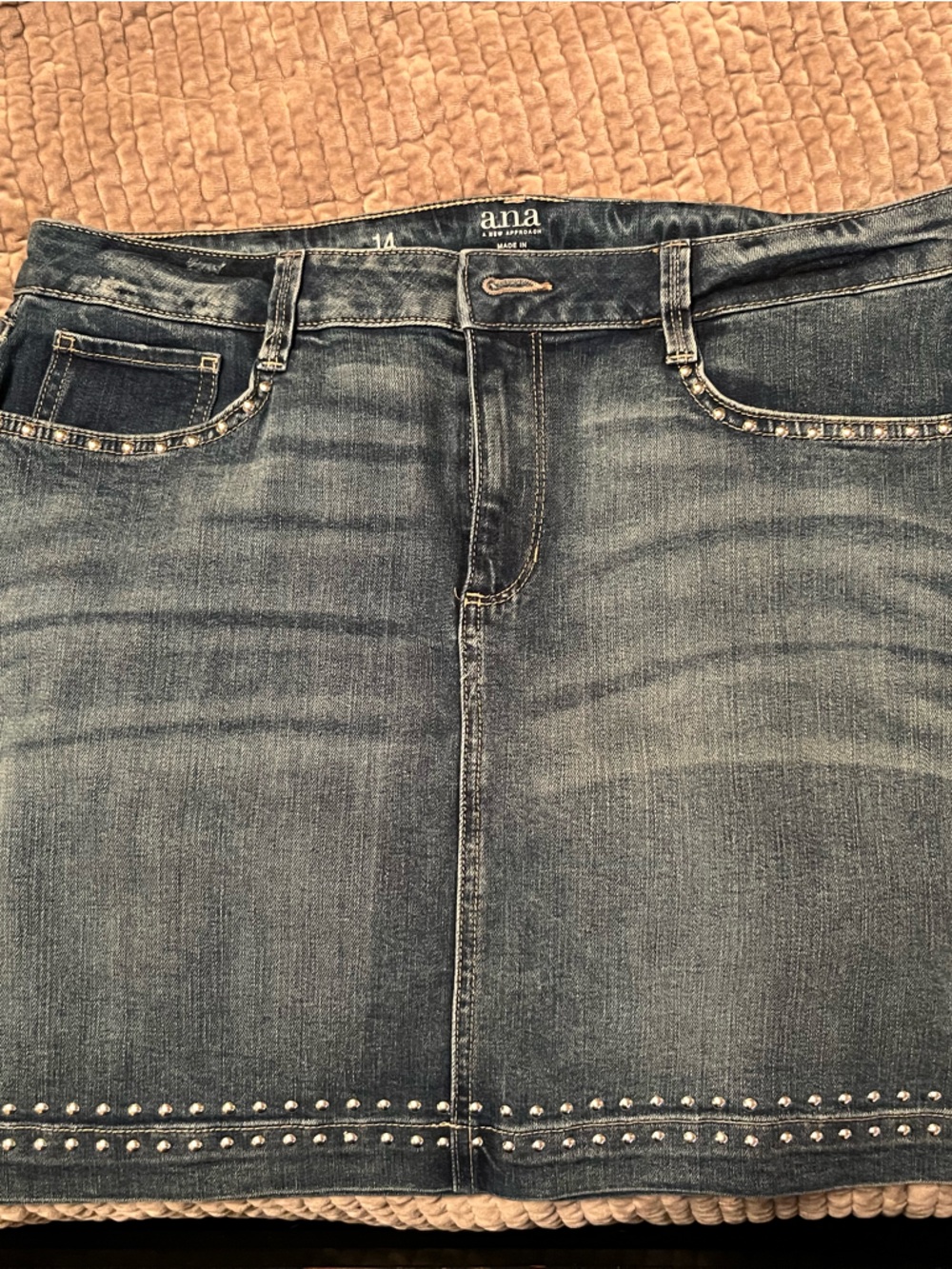 a.n.a Denim Mini Skirt with Stud Trim